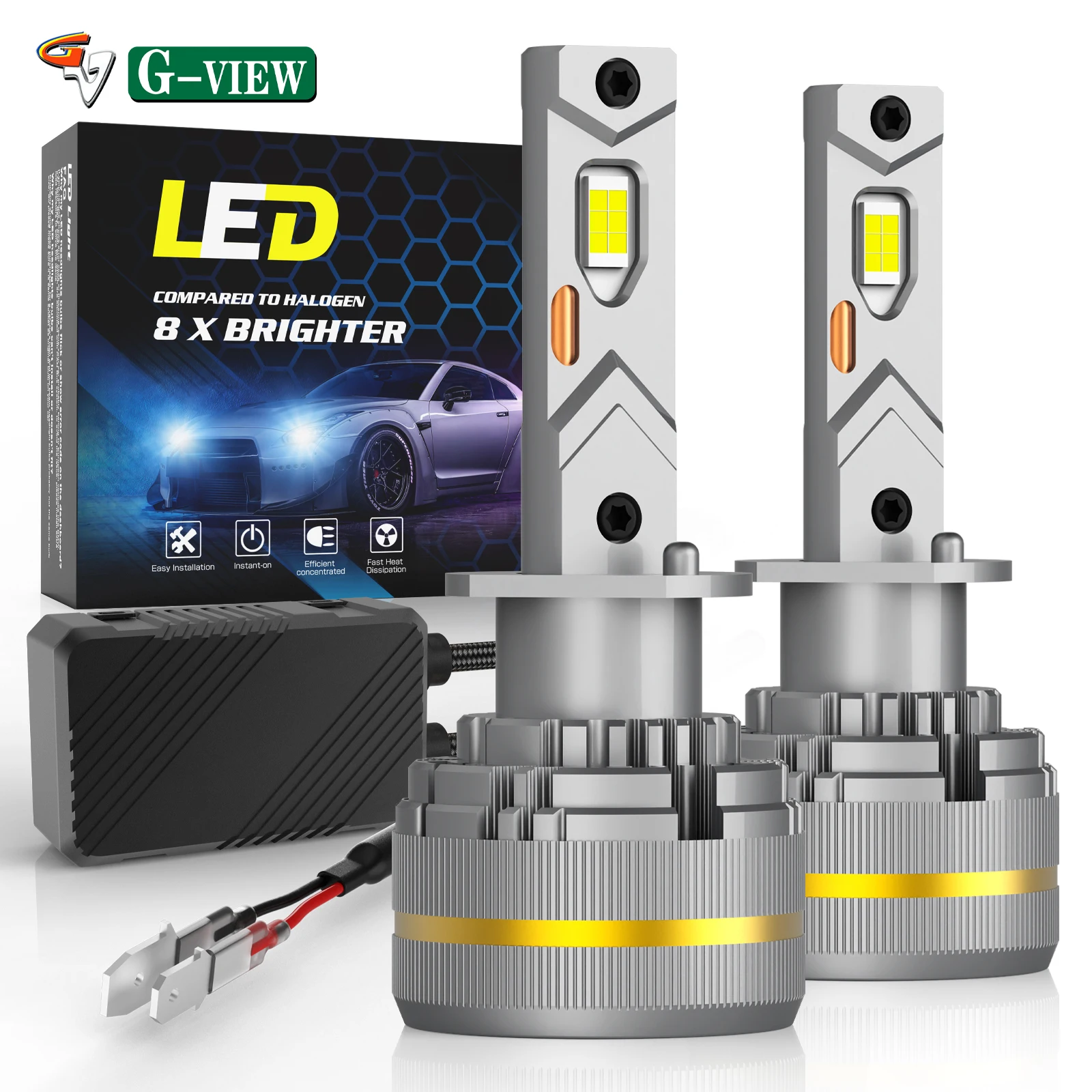 Gview Canbus Error Free LED Headlight Bulb 200W 48000LM H1 H3 H4 H7 9005 6000K 4575 Chip for Car Headlamp H1 LED Automobile