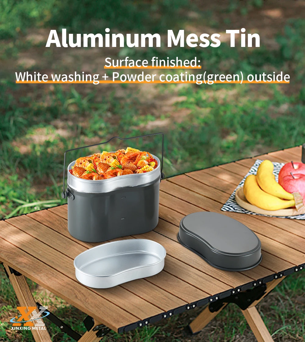 Outdoor Camping Metal Mess Tin Mess Kit Polished Lunch Box Mess Kit manufacture