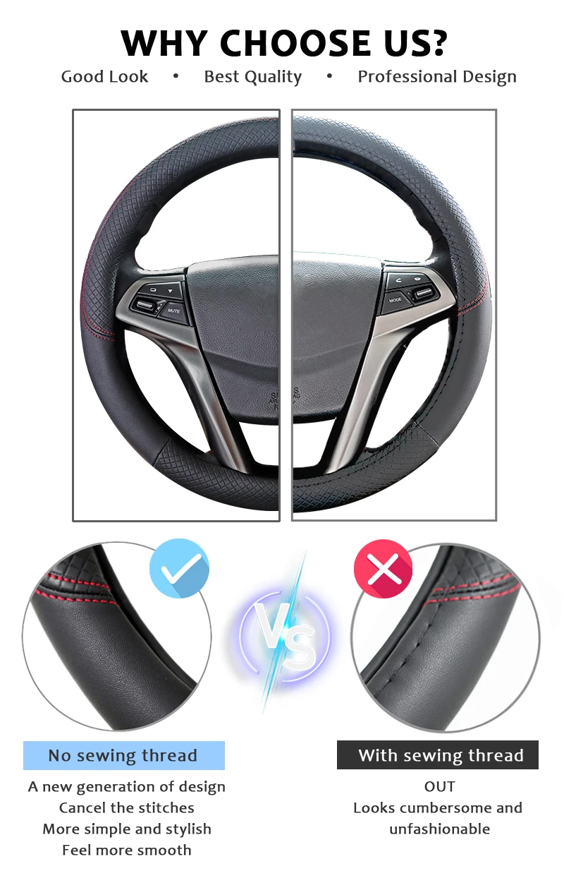leather auto steering wheel cover anti-slip