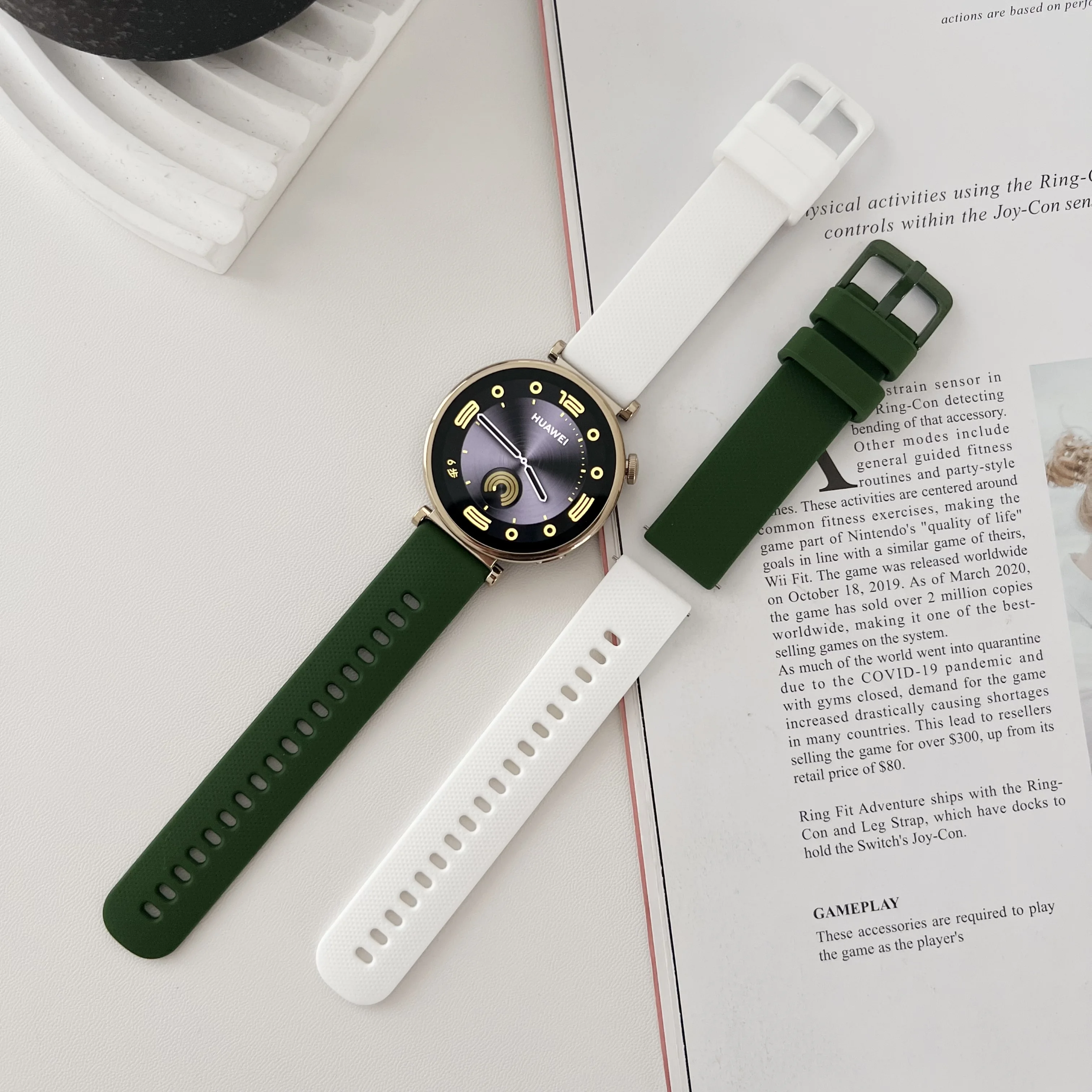 22mm Double Color Silicone Watch Band For Huawei Watch Gt4 18mm 20mm