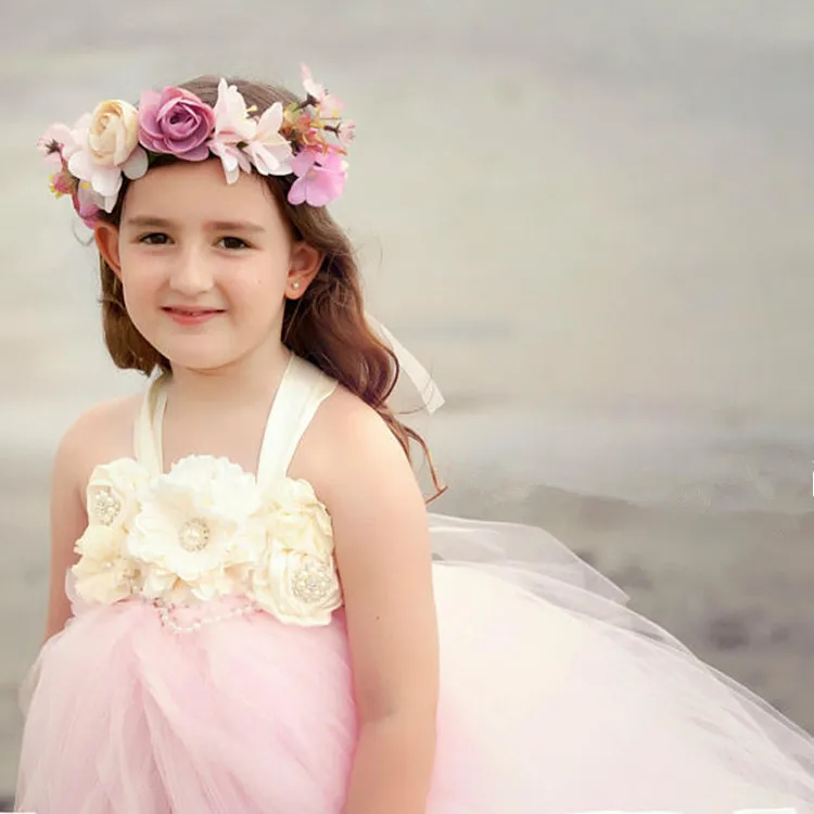 Flower Girl Black Dresses 2025 Hot Sale Champagne Flower Girls Dresses  Wedding Kids Long Elegant Little Princess Dress