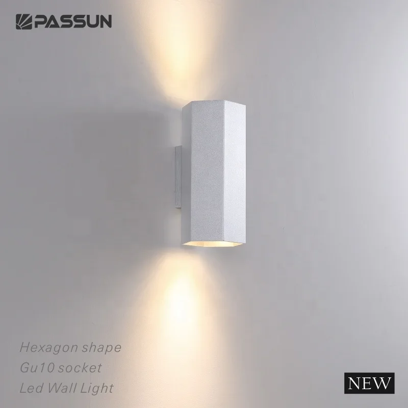 Hexagon Shape GU10 Socket Wall Lamp Casing Led Gu10 Wall Light up and Down