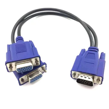 VGA 1 Male To 2 Two Dual Female VGA SVGA Video Splitter Cables VGA Y Splitter Adapter Cable 1 In 2 Out For 2 Dual Monitors