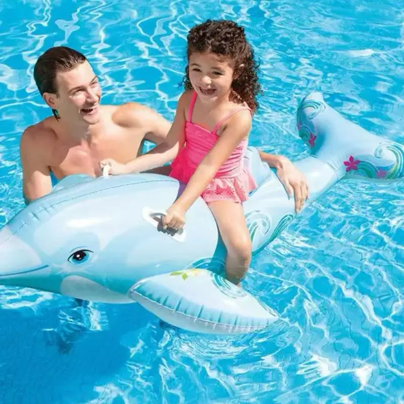 Cross-border Eco-Friendly Pool Use Inflatable Dolphin Floating Row Ride