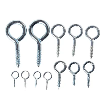 M6 25mm Heavy Duty Stainless Steel Screw Eye with Self-Tapping Ring Screw Zinc Plated Coarse Thread for Wood Swivel Eye Hook