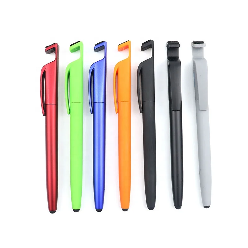 4 in 1 Multifunction Tool Ball Pen Mobile Phone Holder Touch Stylus Ballpoint Pen with Screen Wipe