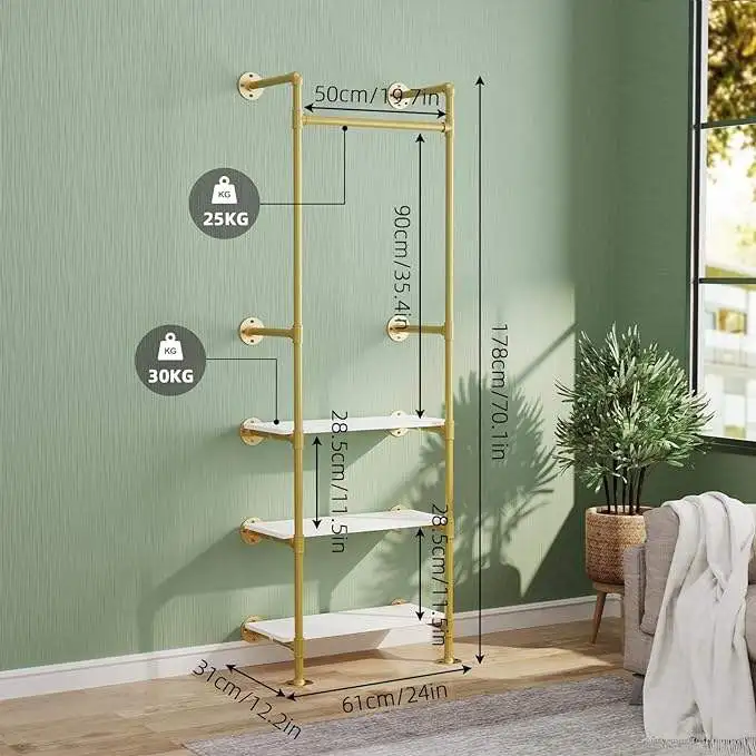 Pipeline Clothing Rack Retail Display Garment Rack Used for Bedroom, Bathroom