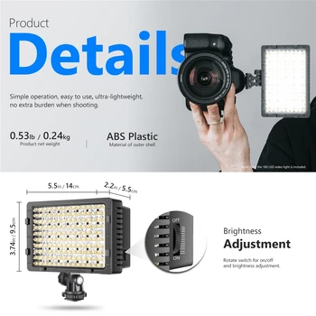 Neewer CN-160 LED Video Camera Light Bi-color Temperature Adjustable 3200K 5600K Photography DSLR Photo Light product image