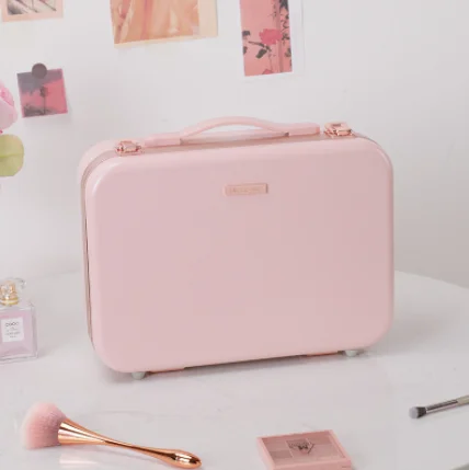 Luxury Portable Makeup Case with LED Mirror PVC and EVA Cosmetic Vanity Box Travel Vanity with Custom Logo and Zipper Closure