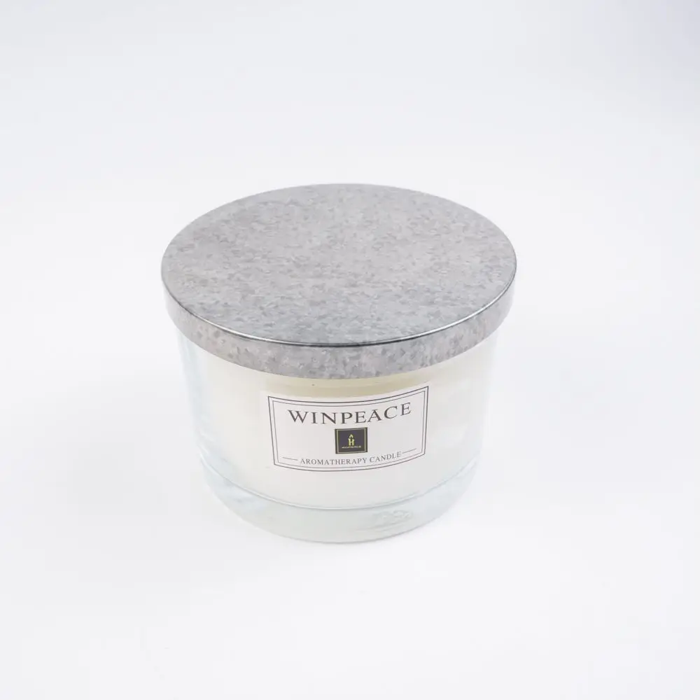 Private Label Candle with Package Large Scented 3 Wick Big Candle with Clear Glass Candle Jar