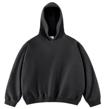 500 GSM Black Cropped Oversized Hoodies Men Screen Print