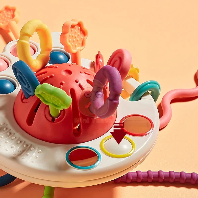 Младенцы успокаивающий прорезывания зубов дорожные детские игрушки Монтессори игрушки для малышей Сенсорное развитие cетчатый рюкзак с затягивающимися активности Игрушка