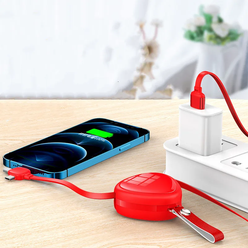 2023 New Heart shape 3in1 USB data charging cable Android phone three in one quick charging usb cable custom logo
