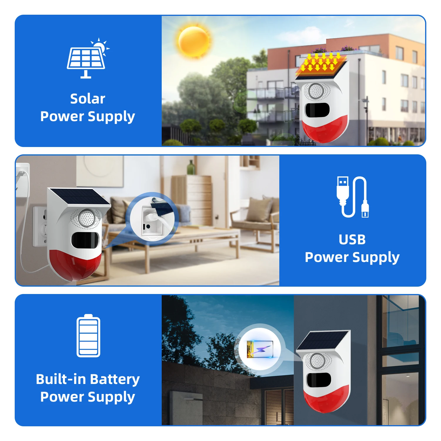 Wireless Remote Control PIR Senors Alarm Outdoor Waterproof Solar Powered Infrared Motion Induction Voice Alarm