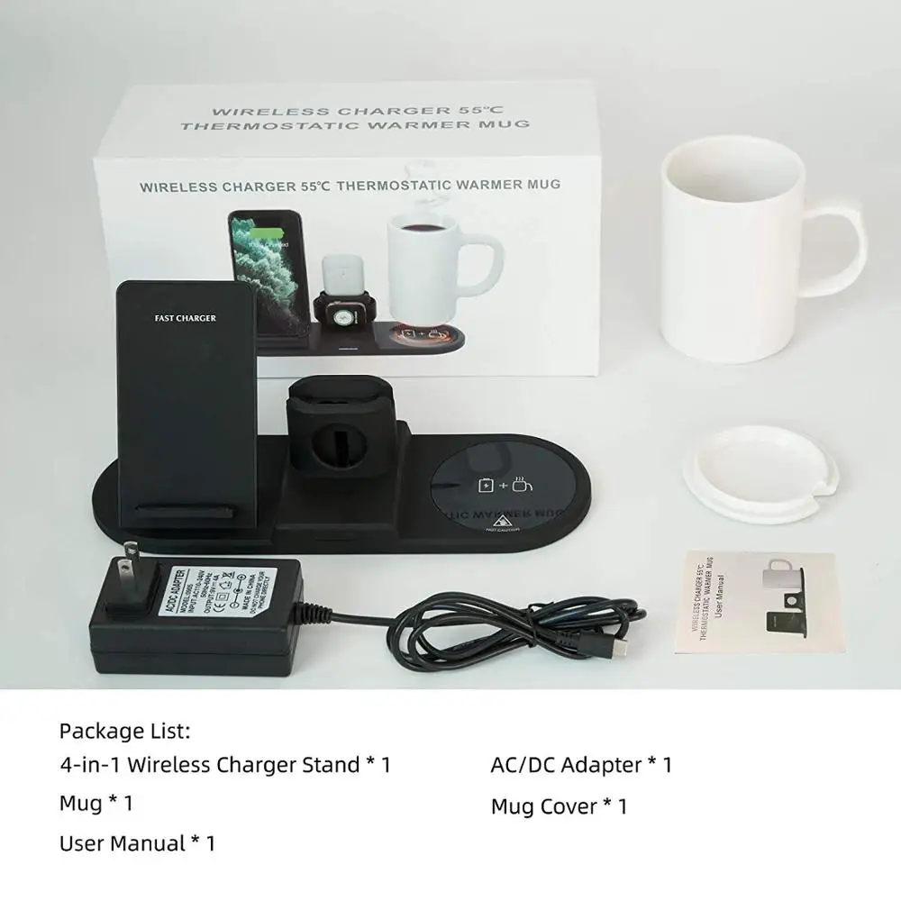Coffee Mug Warmer Wireless Charger 4 In 1 Wireless Charging Stand Dock