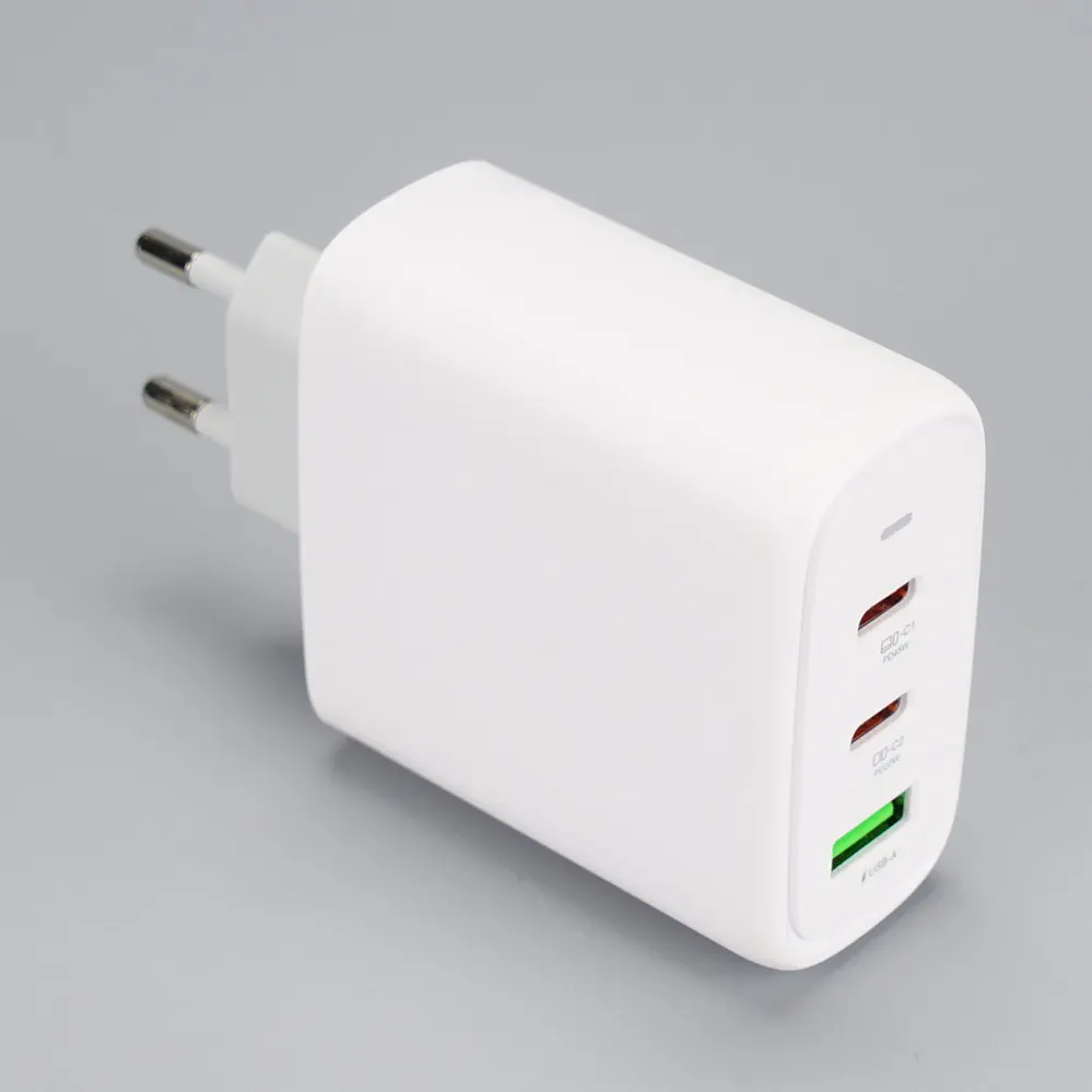 EU/Europe Plug 1 USB-A + 2 USB Type-C 45W + 20W GaN White With Indicating Light Travel/Wall charger 110V-230V 2042