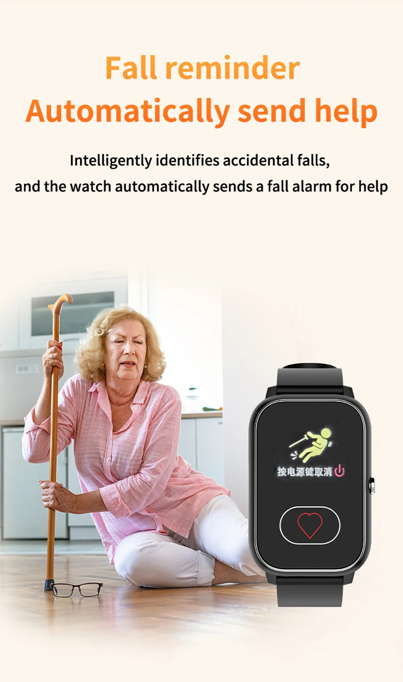FA96S 4G GPS Elderly Smart Watch Fall Detection Heart Rate