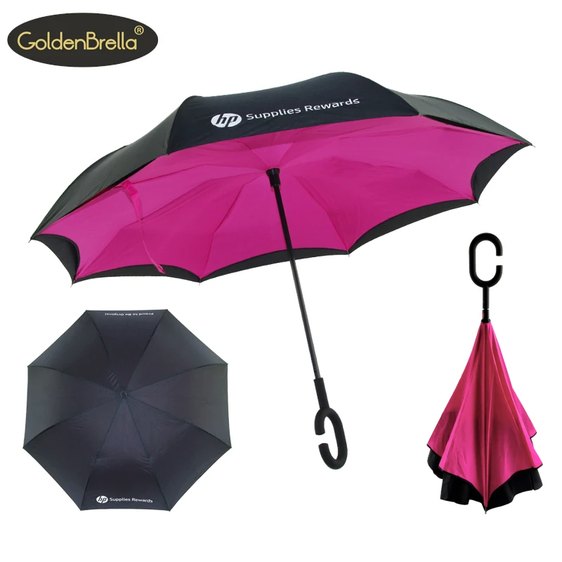 Double Layer Inverted Umbrella C Shape Handle Water And Wind Proof Logo Print Inside Out Umbrella Buy Windproof Double Layer Umbrella Inside Out Umbrella Reverse Umbrella Product On Alibaba Com