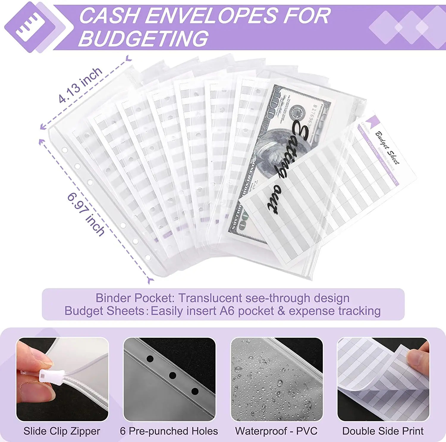 Ostrich Leather Wallet Budget Binder Cash Stuffing Envelopes Included 6 Cash Envelopes Included Binder Only A7 Cash Wallet A7 Binder