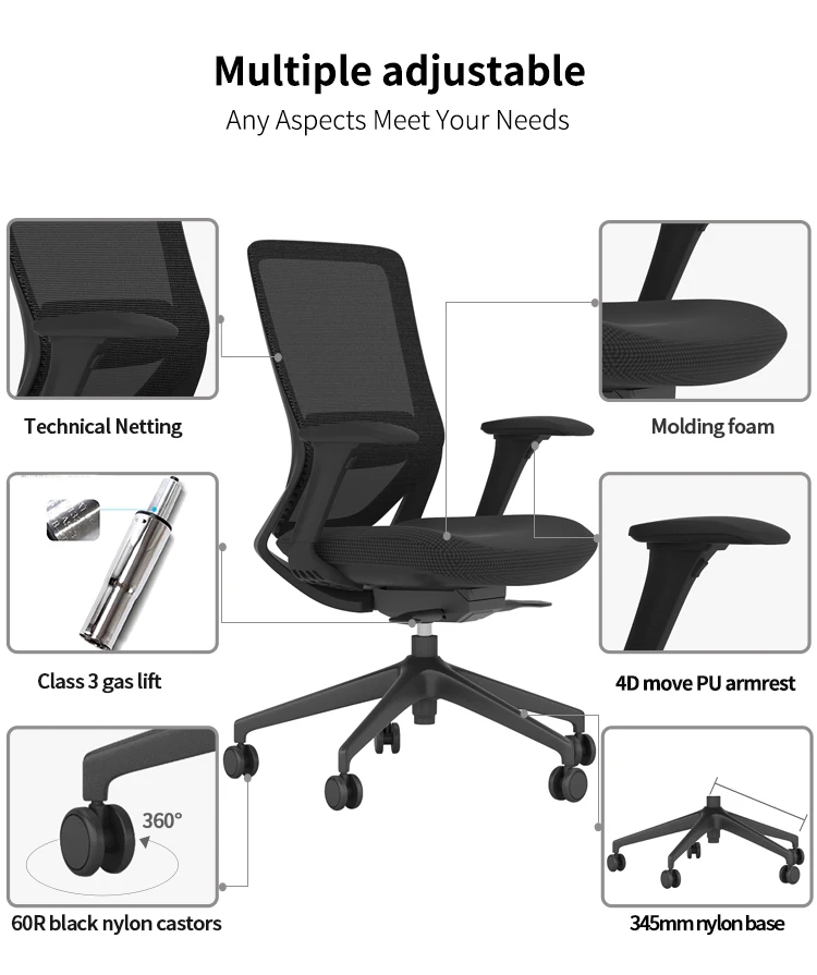 Comfortable Swivel Workstation Task Chair details