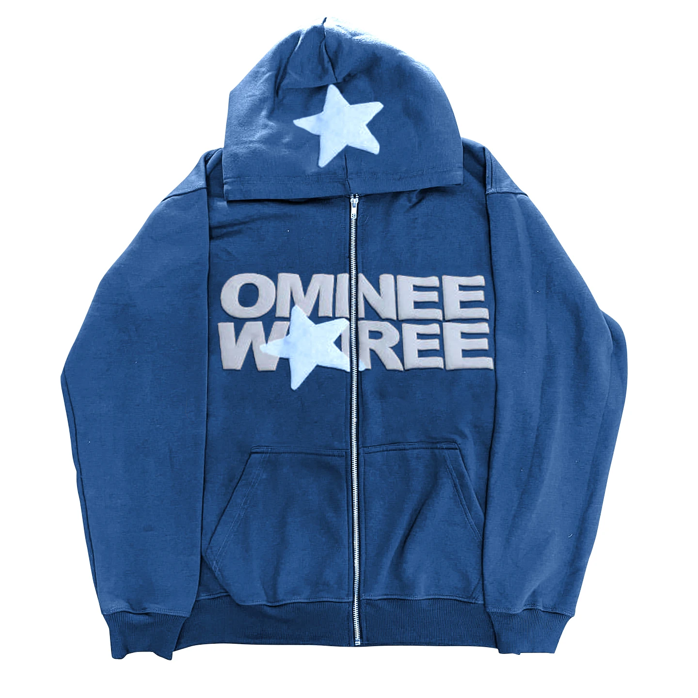 Custom 3d Hoodies Puff Print High Quality Streetwear Fleece French Terry Full Zip Up Hoodie