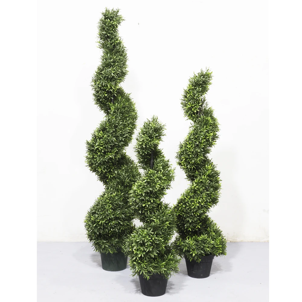 Artificial Plant Tree UV Rated  Milan Rosemary Boxwood Ball Spiral Topiary  Greenery  for Home Garden Decoration