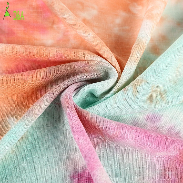 New design plain woven multicolor tie dye rayon linen fabric for