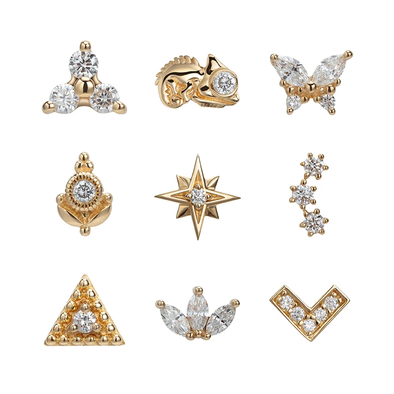 Giometal Luxury Piercing Jewelry 18kt Solid Gold Press Fit Threadless