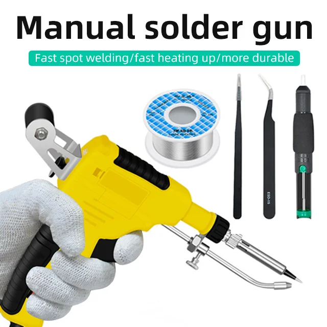 60W Hand Manual Automatic Soldering Iron Gun Kit for Electrical Digital Repair Rework With Desoldering Pump and 50g Tin Wire