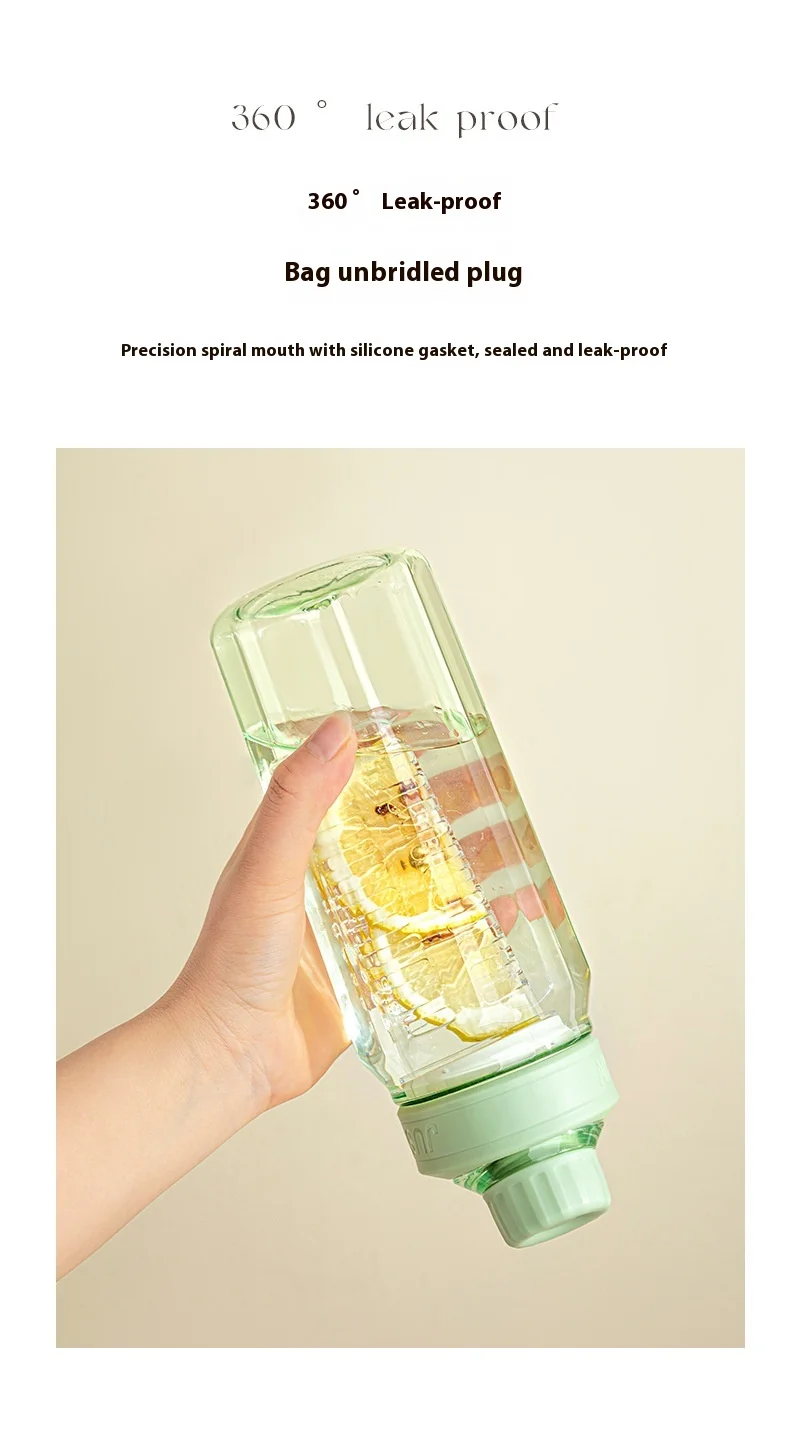 750ml Portable Clear Plastic Water Bottle with Filter for Outdoor Travel Gym Sports Cycling Camping