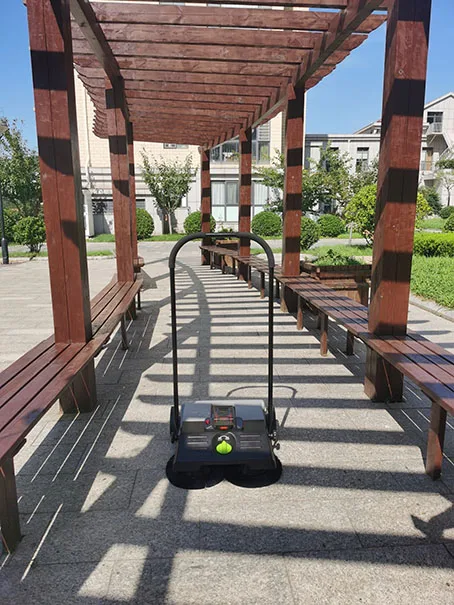 New Wireless Walk-Behind Artificial Turf Sweeper Manual Floor Cleaning Tool with Plastic Brush for Street Use