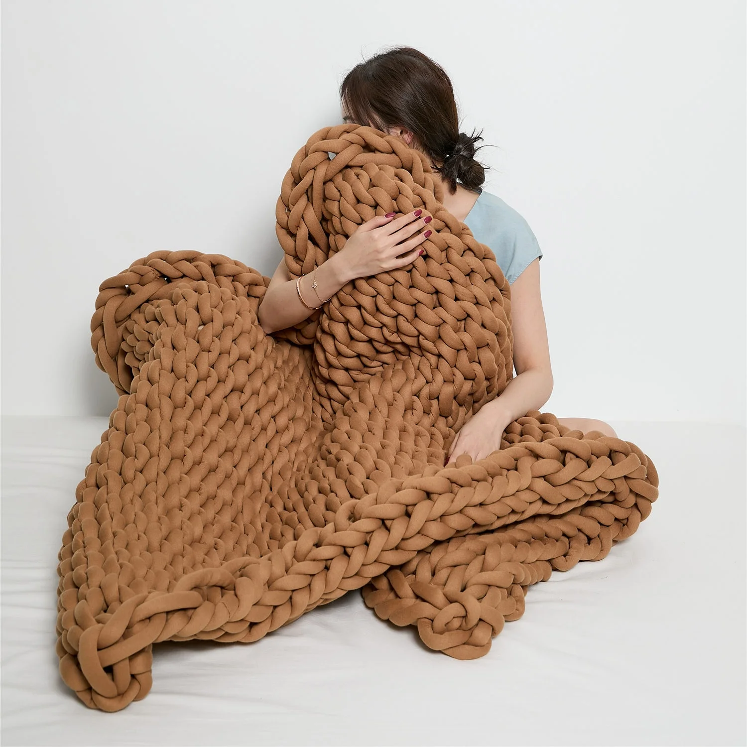 Chunky Knit Weighted Blanket LLY Custom Wholesale Cotton 15 Pounds 15lb 25lbs Bed Room Wearables Custom Color YIRUIO