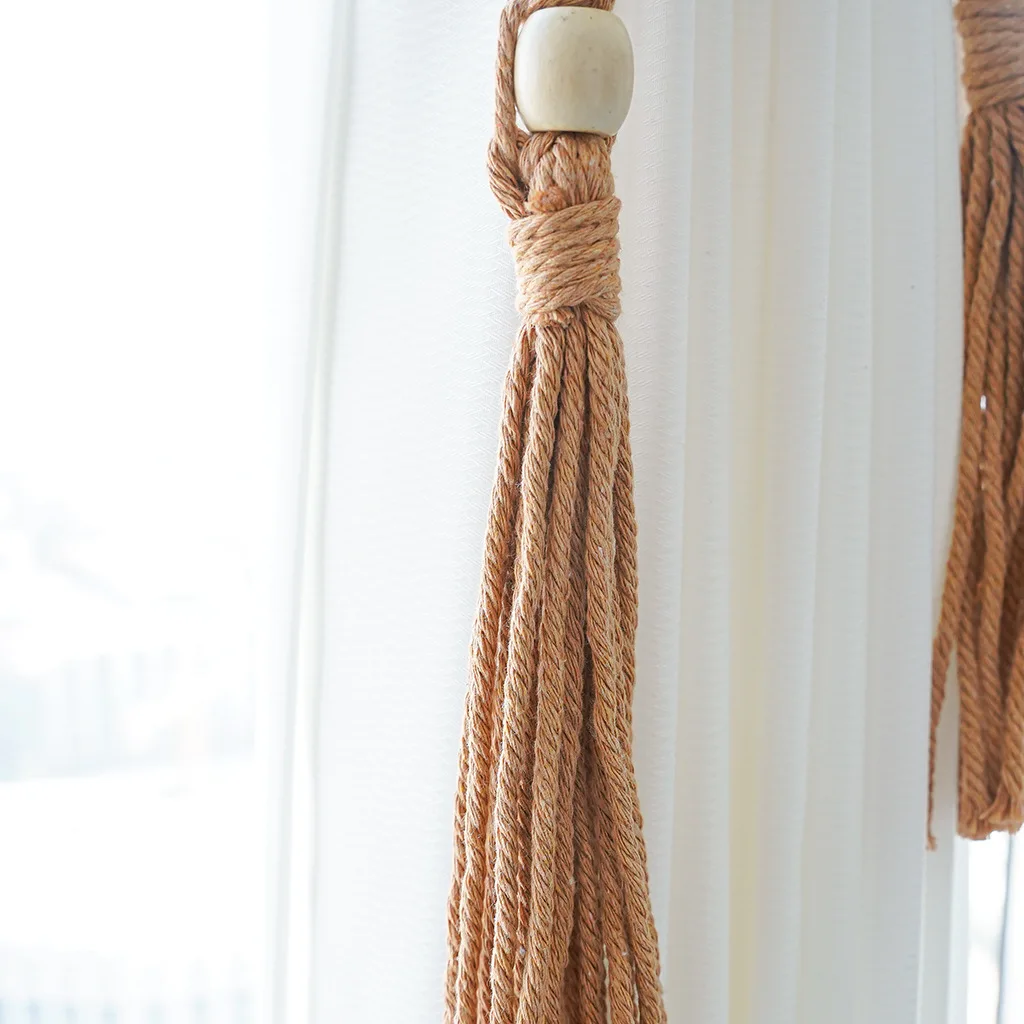 Handmade Macrame Bead and Tassel Curtain Tieback for Home Decoration