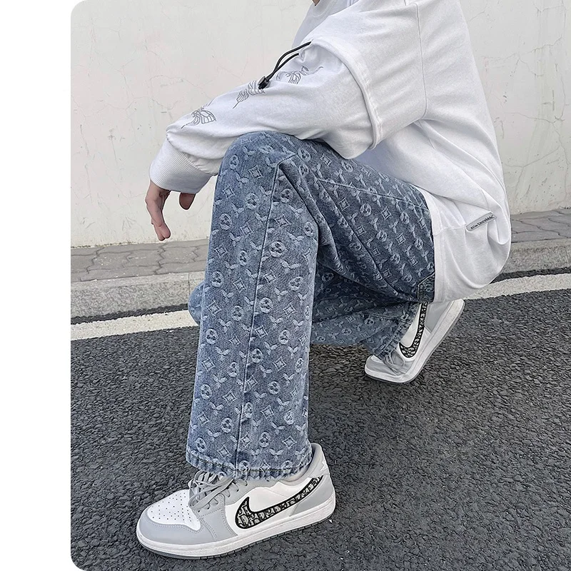 Wholesale Manufacturers Embroidery Hip-Hop Biker Harajuku Pants Straight Loose Men Streetwear Custom Denim Jeans From