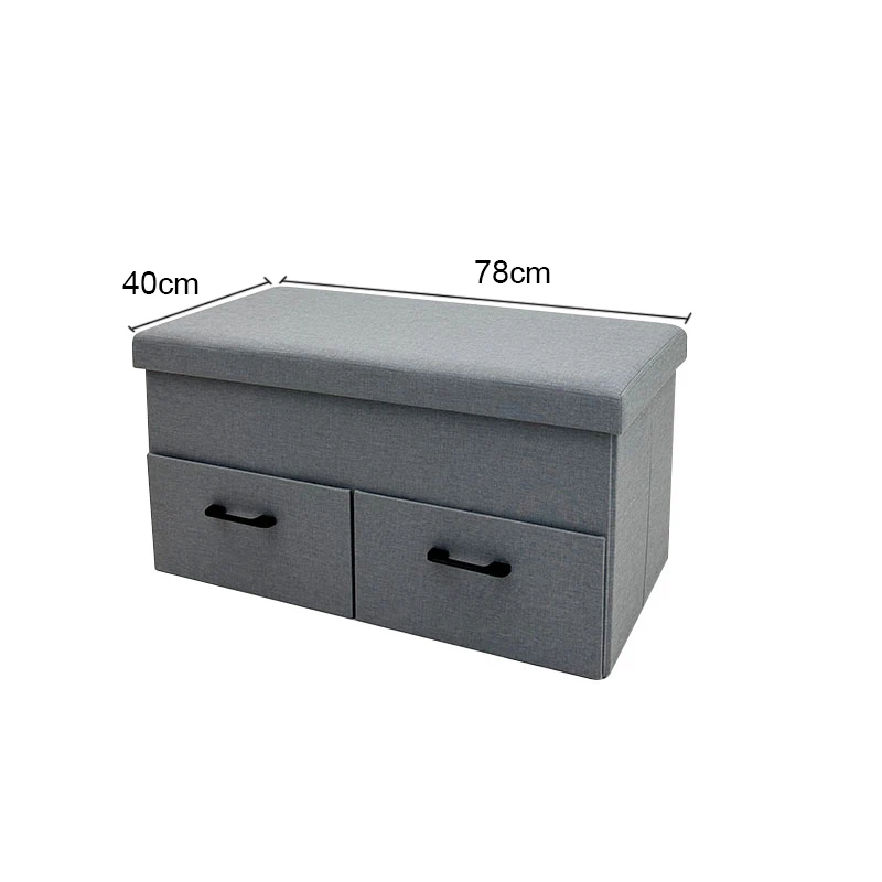 Modern Space Saving Folding Storage Ottoman Bench with Drawers
