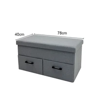 Modern Space Saving Folding Storage Ottoman Bench with Drawers