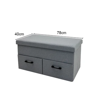 Modern Space Saving Folding Storage Ottoman Bench with Drawers