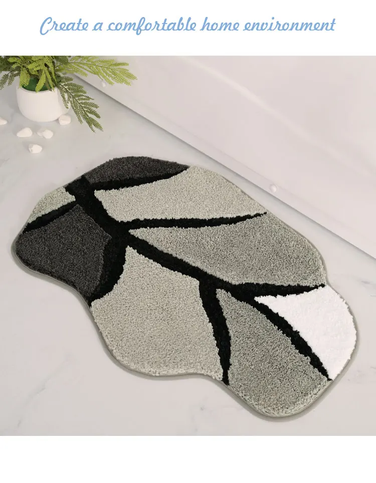 Luxury Leaf Shape Microfiber Anti-Slip Super Absorbent Bath Rugs Mat for Bathroom Soft bathroom mat factory