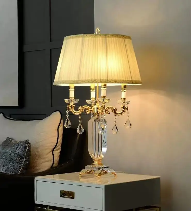Modern Led Desk Lamparas Design Decoration Bedroom Bedside Night Light Home Goods Crystal Lampen Luxury Candelabra Table Lamp