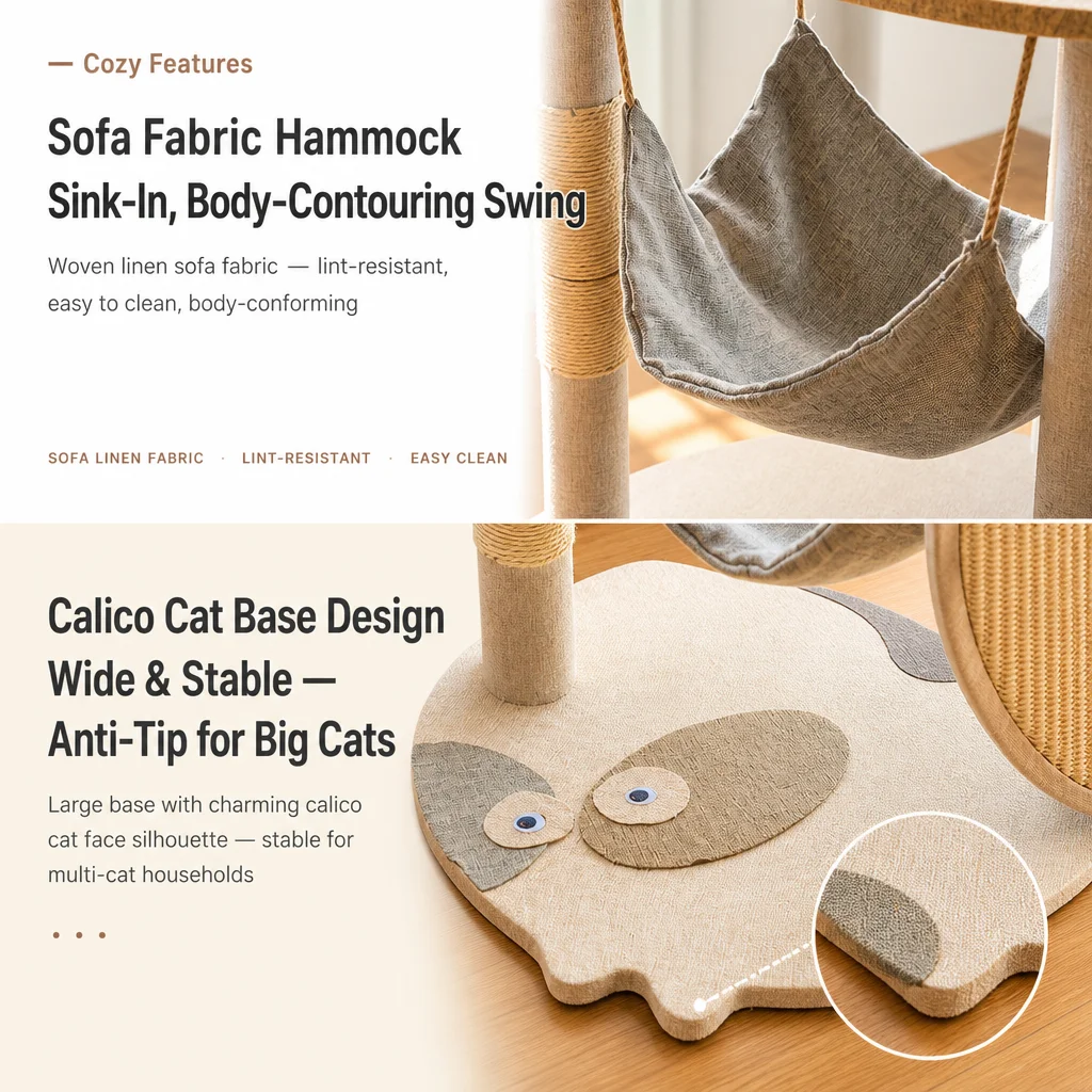 Large Wooden Cat Tree Sisal Scratching — Product details 7