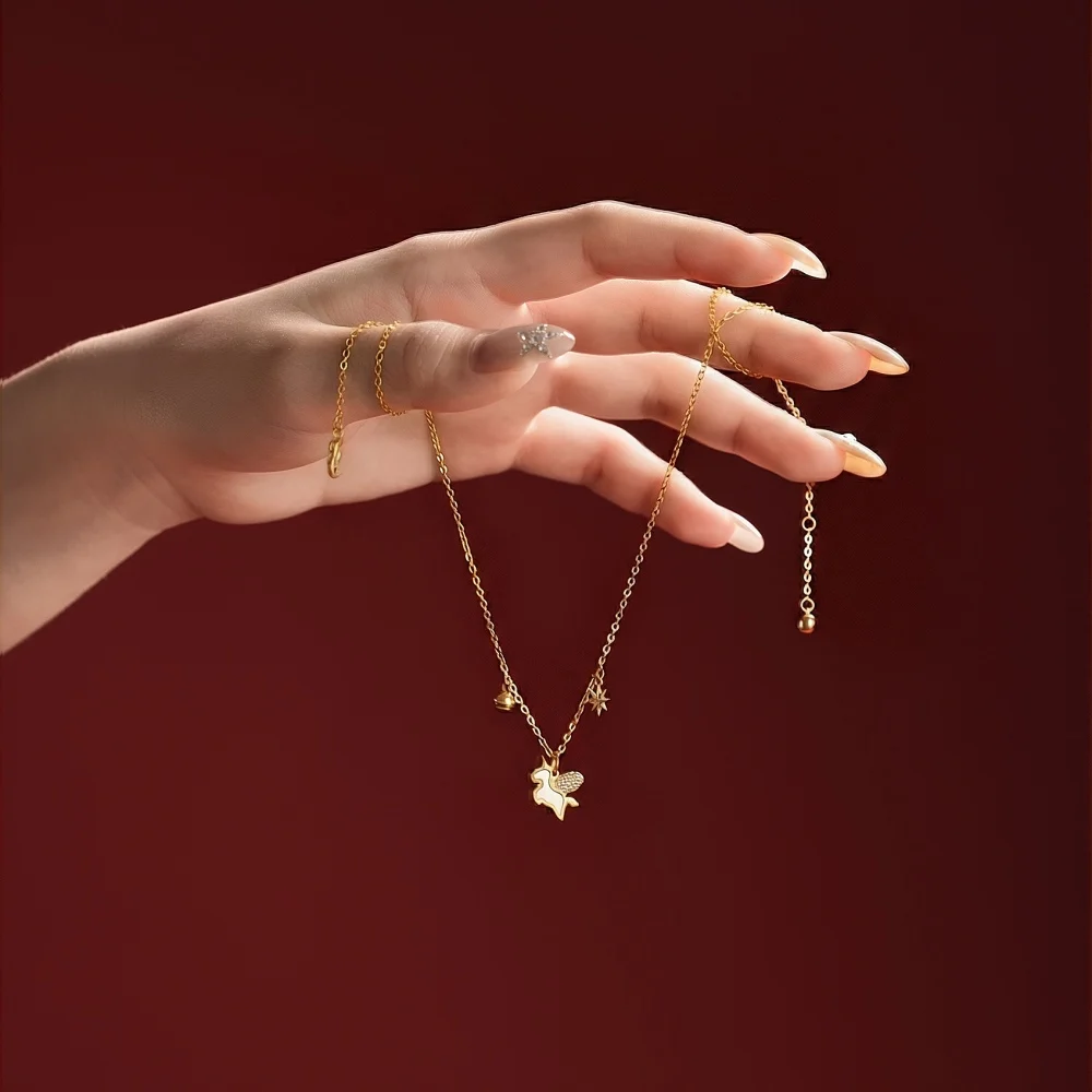 KAKODIY Cute Exquisite Design Fashion Fine Jewelry 925 Sterling Silver Chain 5A Zirconia Shell Unicorn Pendant Necklace for Daily Wear detail 4