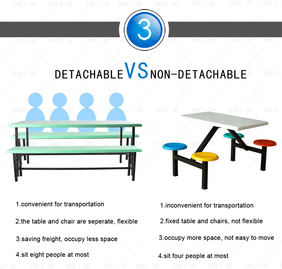 Dining Table And Chair Set 6 8 Seaters Removable Steel Frame Public Chair Desk And Chair Combo For School Canteen Restaurant