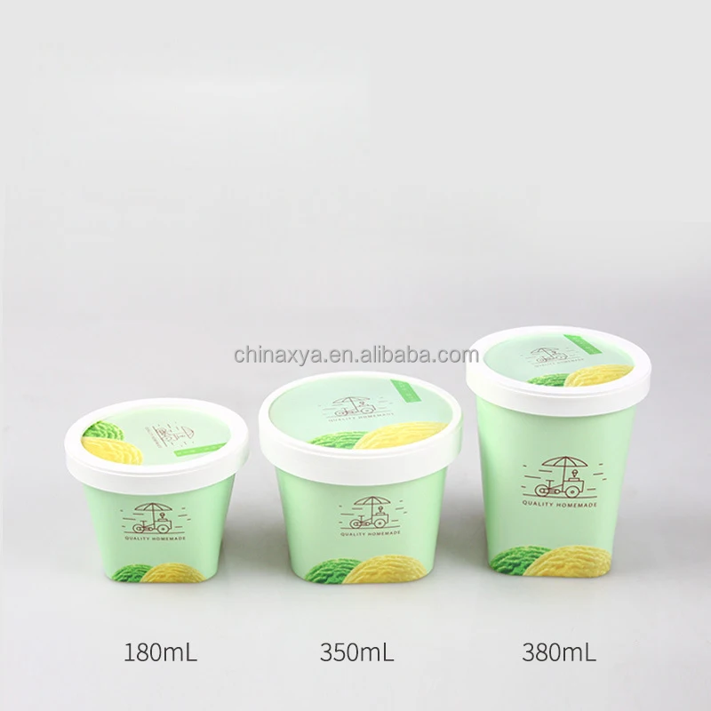 Hot-selling manufacturer Square customized disposable thickened packaged yogurt and ice cream household ice cream cup with lid details