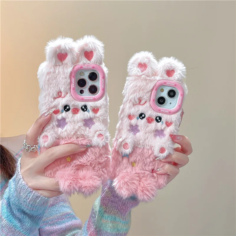 Cute Style Small Pig  Soft TPU Cover for iphone 15 14 13 Pro Autumn and Winter Plush Phone Case for iphone 12pro