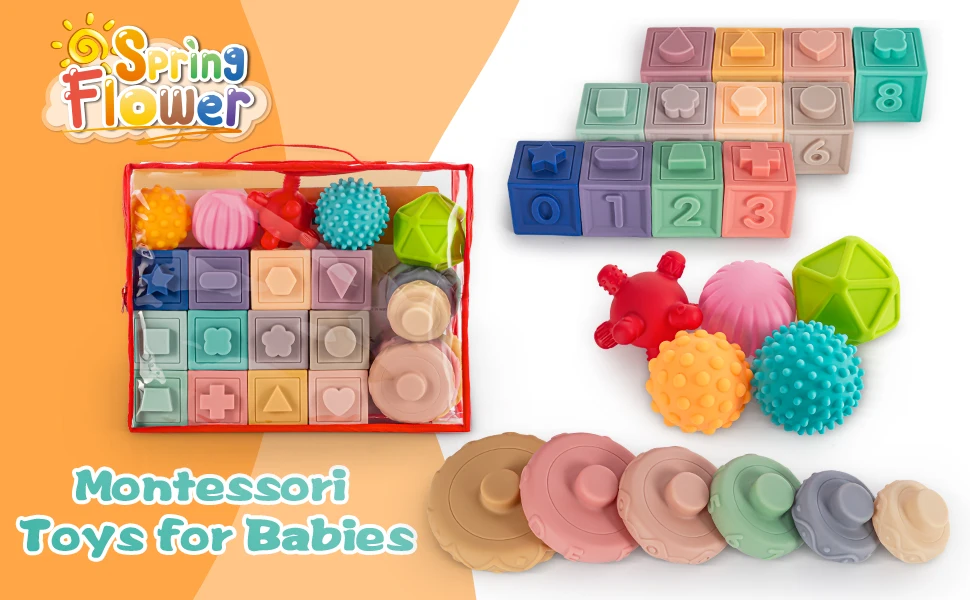 Wholesale Soft Baby Teething Toys Stacking Building Blocks for Infants Sensory Developmental Education Toys