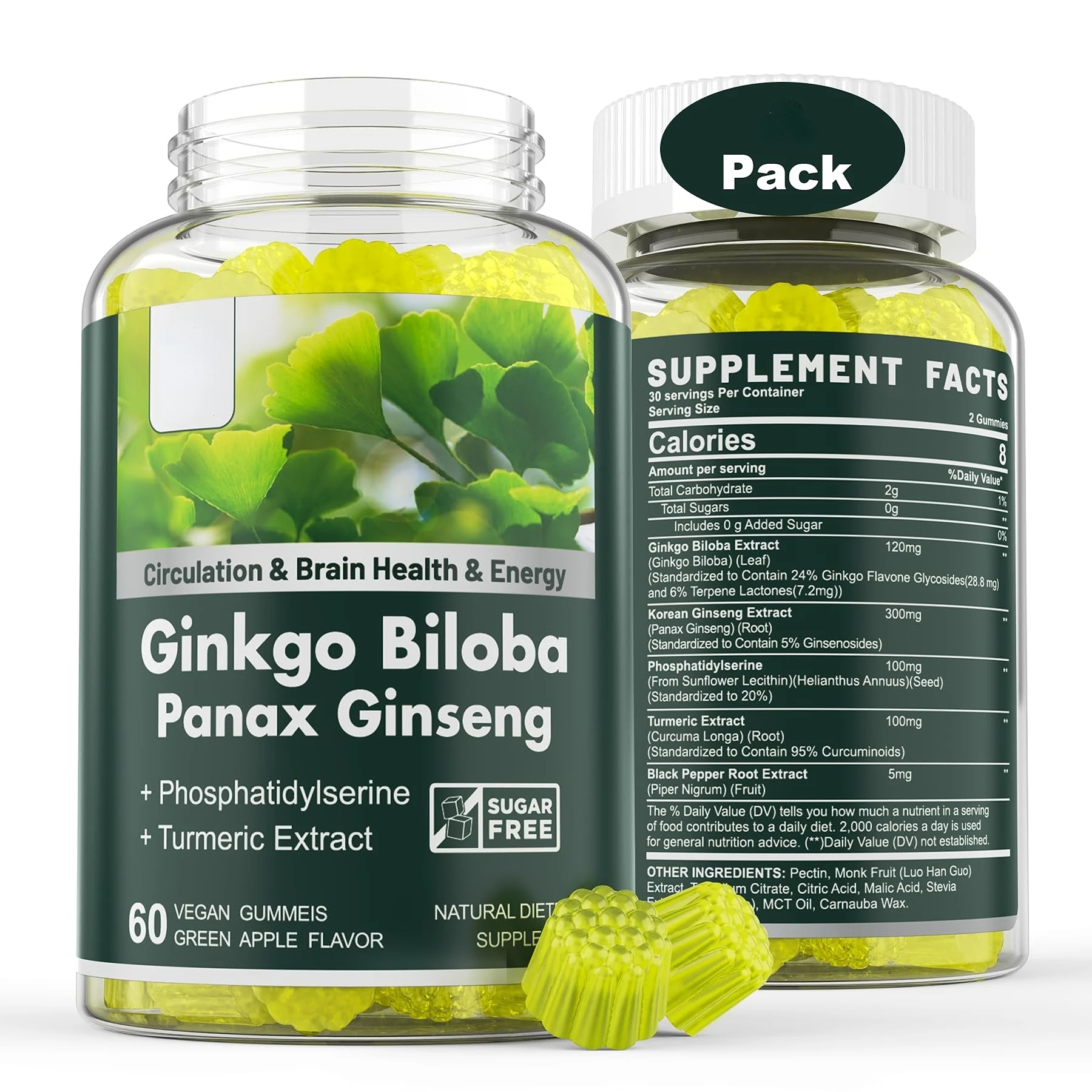 Ginkgo Biloba Gummies Korean Panax Ginseng Phosphatidylserine