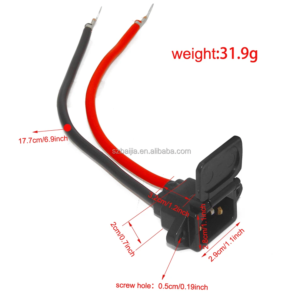 3P Plug 4 square with cover 20cm Panel Power Inlet Sockets Connectors for for Electric Motorcycle Scooter parts Accessories