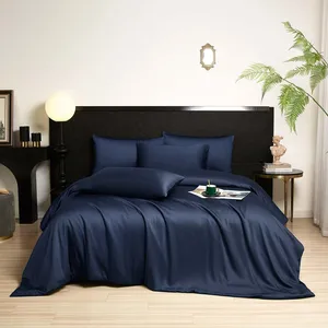 Organic Luxury Woven 100% Bamboo Non-Disposable Simple Quality 300tc All-Season Customizable Four-Piece Fitted Wedding Bed Set