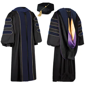 Wholesale University Black Doctoral Graduation Gown Phd Doctoral Robe ...