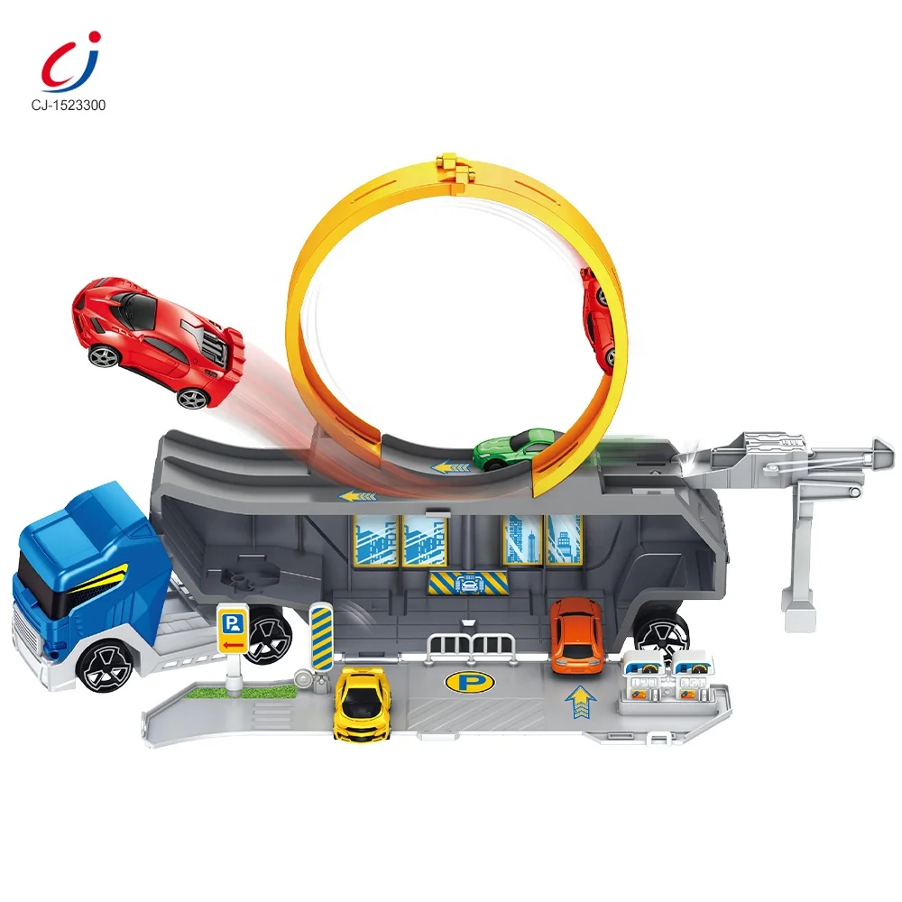 Chengji 3 in 1 Engineering Container Truck Toy Kids Diecast Cars Parking Lot Toy Garage Construction Parking Lot Truck Toys